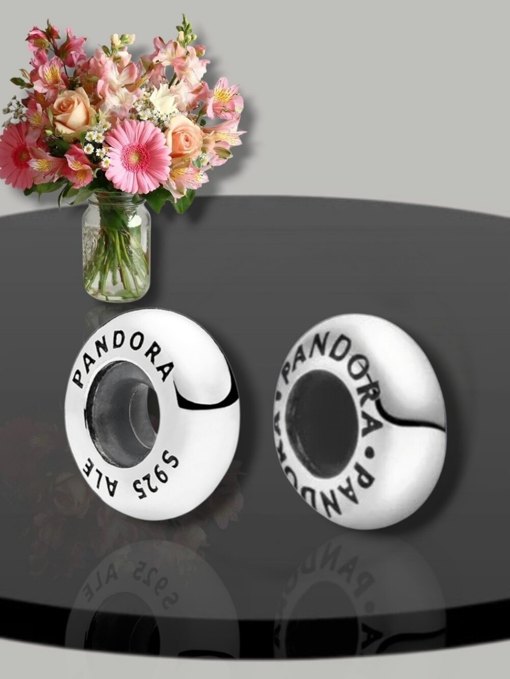 2 X Pandora ME Sterling Silver Micro Spacer Charm With Silicone Grip Retired
